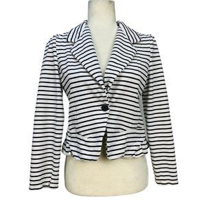 Anthropologie Cartonnier Striped Ruffle Blazer S